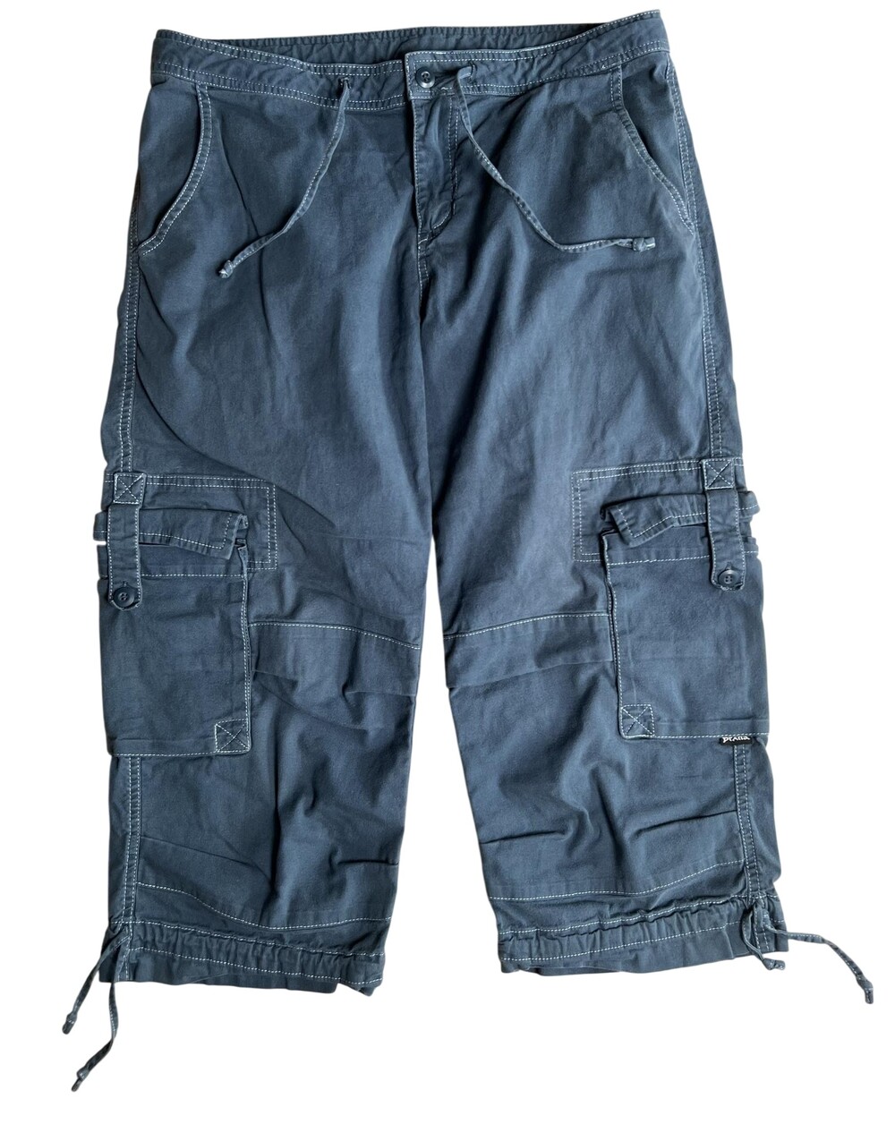 PrAna Pants Womens 8 Blue Cargo Straight Relaxed Fit Drawstring Twill Pockets